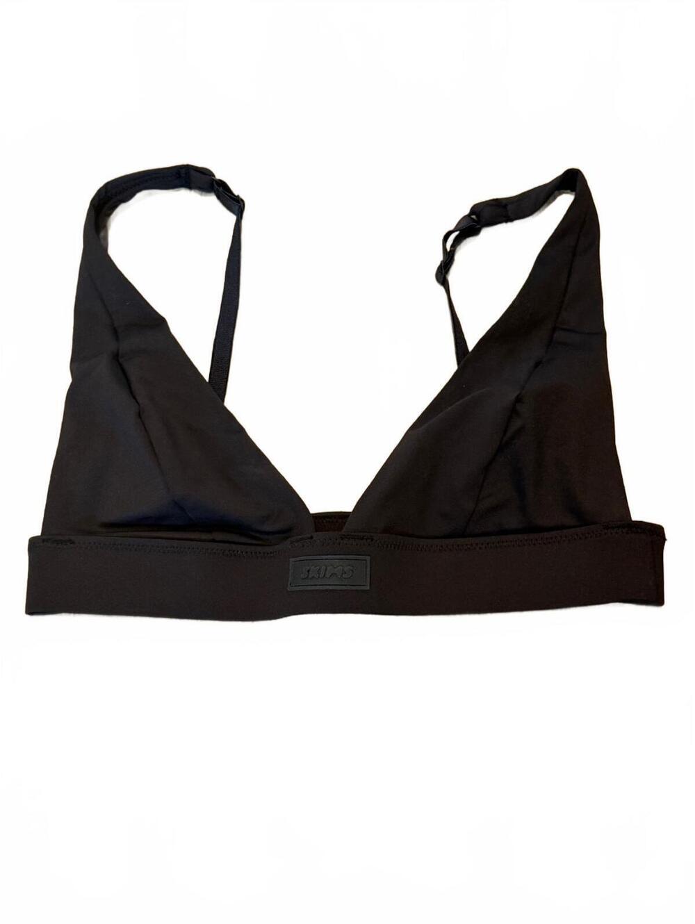 SKIMS Black Triangle Bikini Swimsuit Top with Adjustable Straps | Size Small